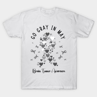 Go Gray In May Gray Awareness Ribbon (Brain Tumor/Cancer) T-Shirt